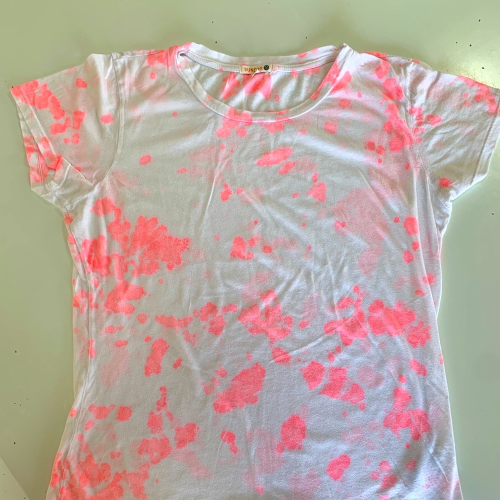 SUNDRY neon pink tie dye tshirt